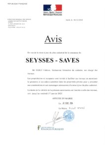 Avis mise à jour du plan cadastral